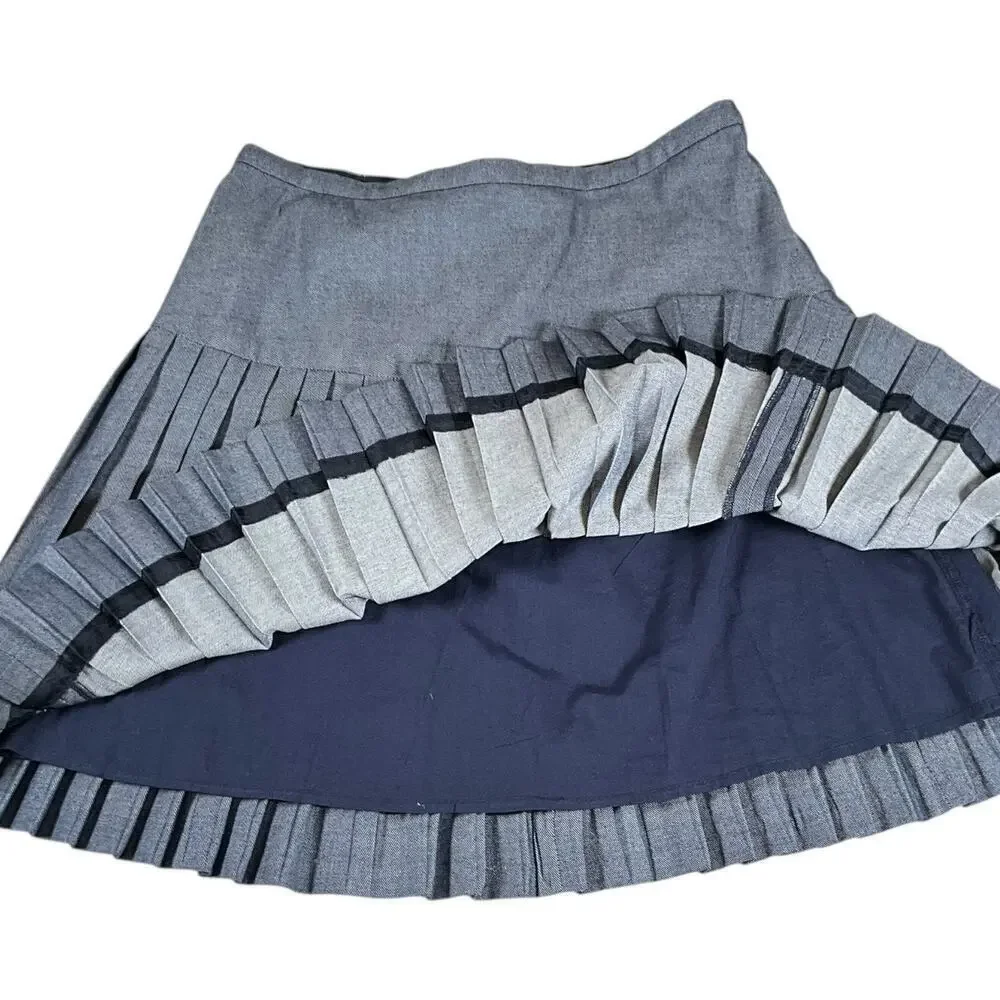 J.Crew Chambray Pleated Skirt Size 2 | Blue Jean Classic A-Line Cotton Blend